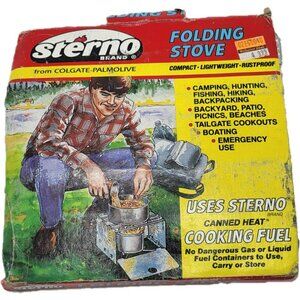 Vintage 80's Sterno Folding Stove Compact NOS Camping Stove Backpacking Camping